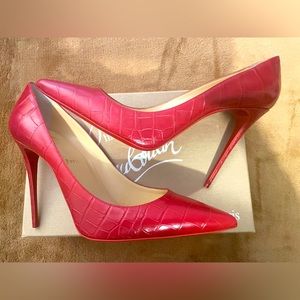 Christian Louboutin Pigalle Follies 100 Calf Ali Red Pumps Sz 42-(10.5 or 11 US)